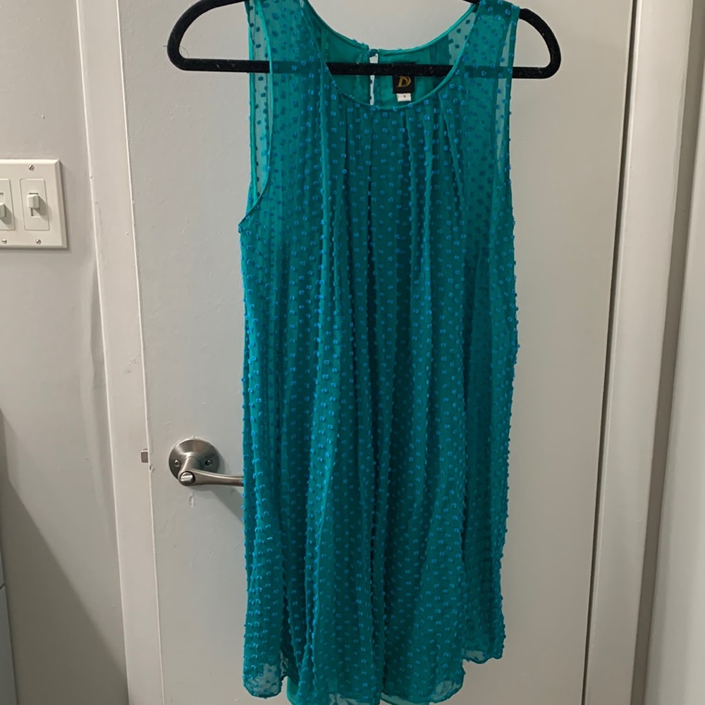 Sleeveless, turquoise and blue, summer/spring dress size 8.
